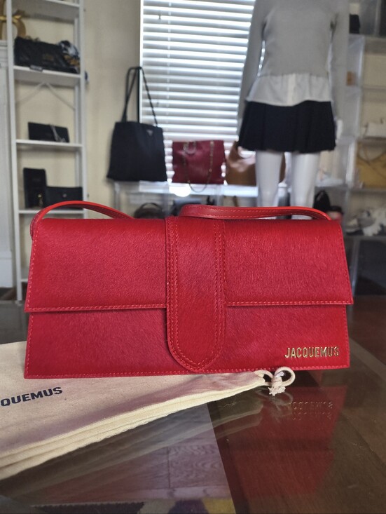 Jacquemus Handbags - Jacquemus Le Bambino Long Red Pony Hair And Leather Shoulder Bag With Dust Bag